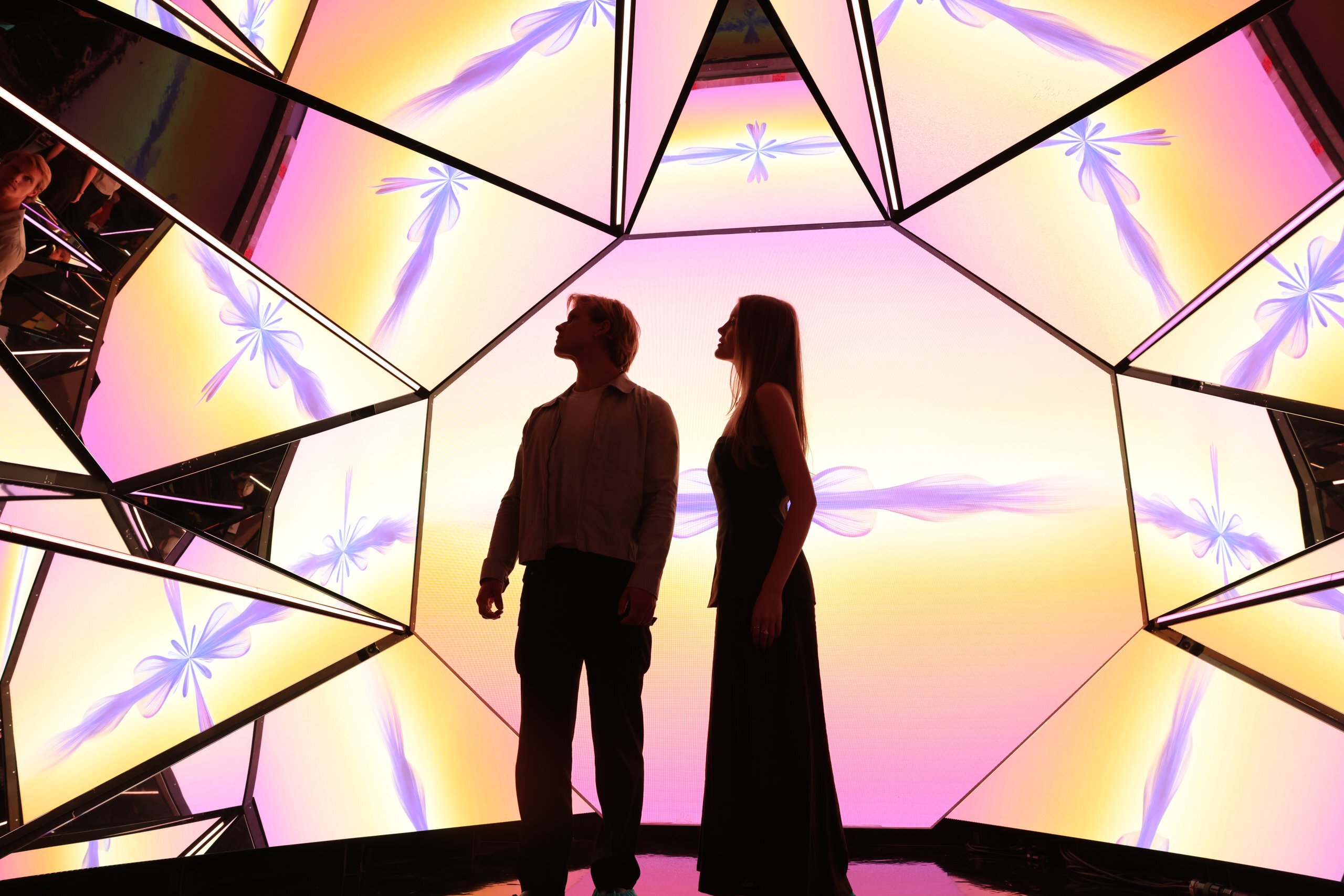 Inside the Kaleidoscope room, an immersive installations at Edge NYC, 30 Hudson Yards — an indoor interactive experience above the Manhattan skyline.